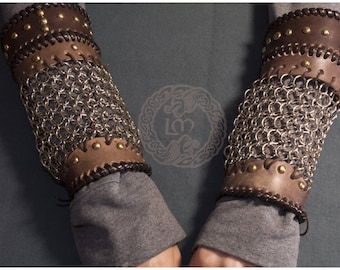 Lagertha's Bracers - Vikings - Cosplay -leather Bracers with Chainmaille