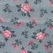 Floral Blue with Pink Cabbage Roses Fabric, Fat Quarter, Cotton Quilting Fabric, Small Project Supply, Doll Dress Fabric