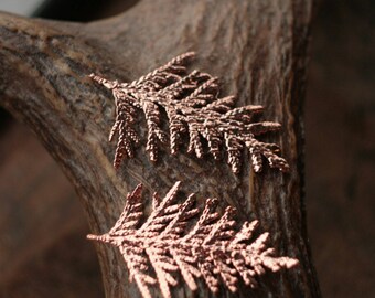 Real juniper branch pendant, copper electroformed, botanical jewelry, natural tree, electroform,metal leaves,electroforming,electroplated