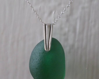 Green/Teal Sea Glass Sterling Silver Necklace, Pendant, Seaglass, Seaglass Necklace, Beach Glass, Beach Jewelry, Sea Glass Pendant, Seaham
