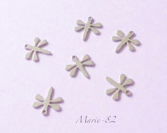 10 dragonflies / charms - stainless steel