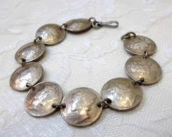 1944 Mercury Head Dime Bracelet Vintage Silver Coin Bracelet 90% Silver Dime Bracelet 74 Birthday Gift 1944 Birth Year DD 1439