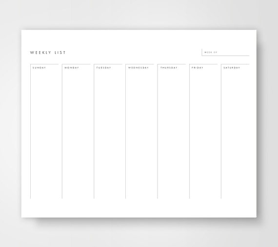 Weekly Calendar Printable Weekly To Do List Weekly To Do