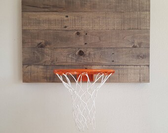 Weathered Gray Indoor Basketball Hoop. Wood Wall Mounted Basketball Hoop. Kids Room. Sports Gift