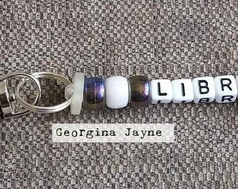 Libra starsign bead keychain/bag charm
