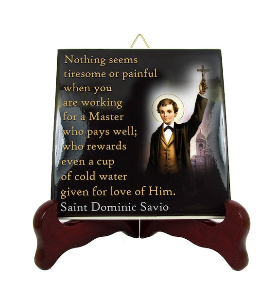 Catholic Quotes Saint Dominic Savio icon on ceramic tile Catholic Quotes Saint Dominic Savio icon on ceramic tile