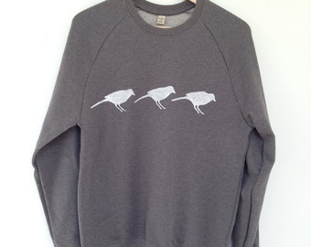 Three Little Birds Sweatshirt - low co2, Eco friendly, ethical, hand stencilled