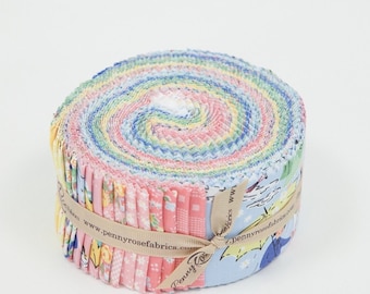 Jelly roll Fabric-Mae Flowers 2.5 Inch Rolie Polie 40 PCS- Riley Blake
