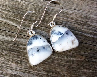 Genuine dendrite earrings in silver