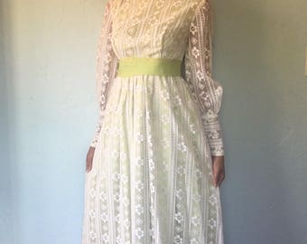 Vintage 60s Victorian Lace Alternative Wedding Gown
