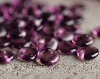 Amethyst Czech Glass Bead 6mm Lentil : 50 pc Purple Lentil