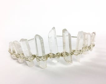 Ice Queen Crown, crystal crown, quartz crown, raw crystal crown, crystal headpiece, raw quartz crown, mermaid crown, halloween headpiece
