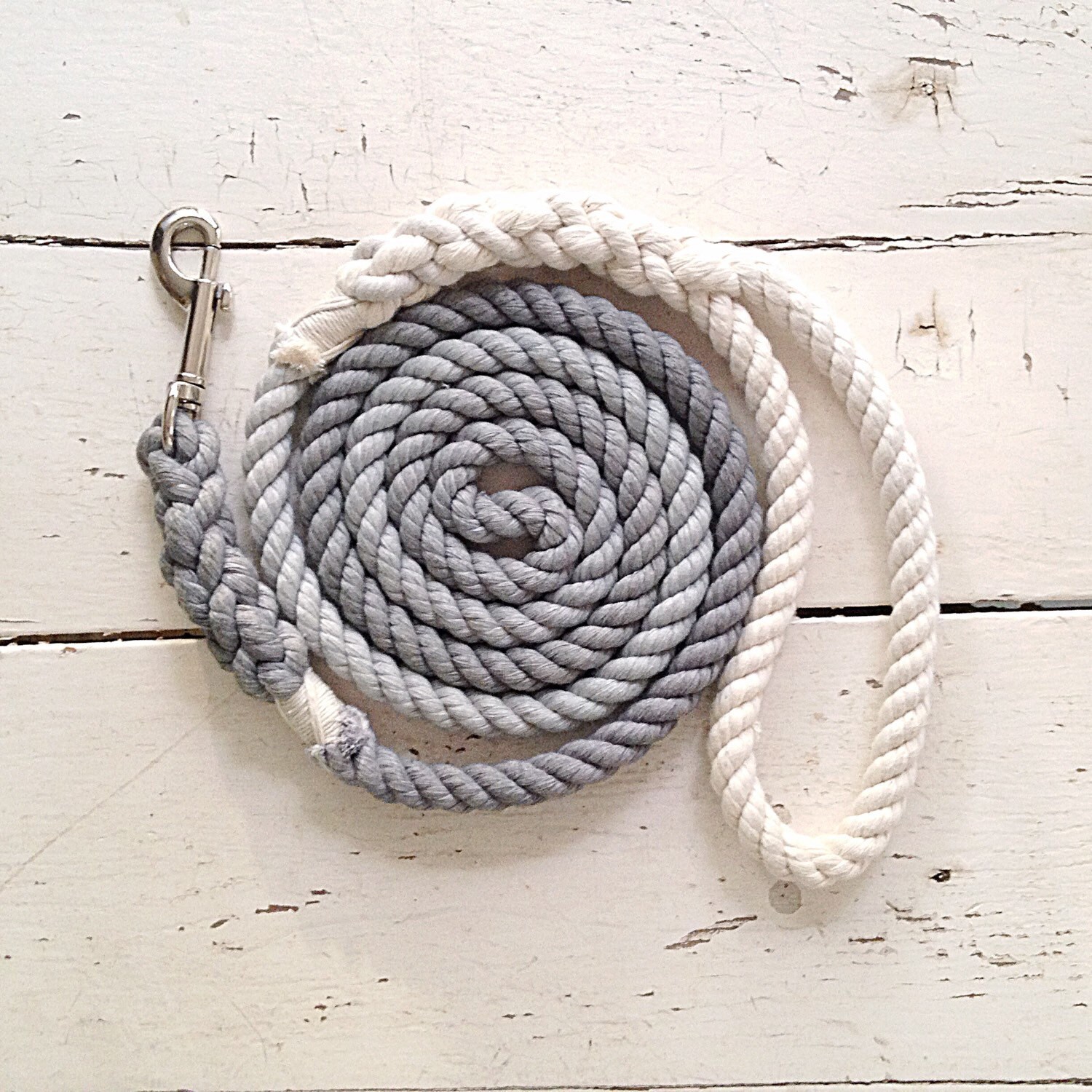 Grey Ombre Dog Leash Hand Dyed Dog Leash Service Dog Leash