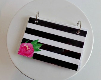 Index Card Binder 4 x 6, Index Card Holder, Personalized Flashcard Holder, Recipe Book, Laminated Note Card Binder, Blank Journal, Monogram
