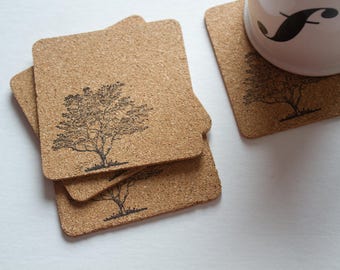 tree coasters, drink coasters, cork, cork coasters, cute coasters, nature coasters, cork coaster, housewarming gift, cute coasters, eco