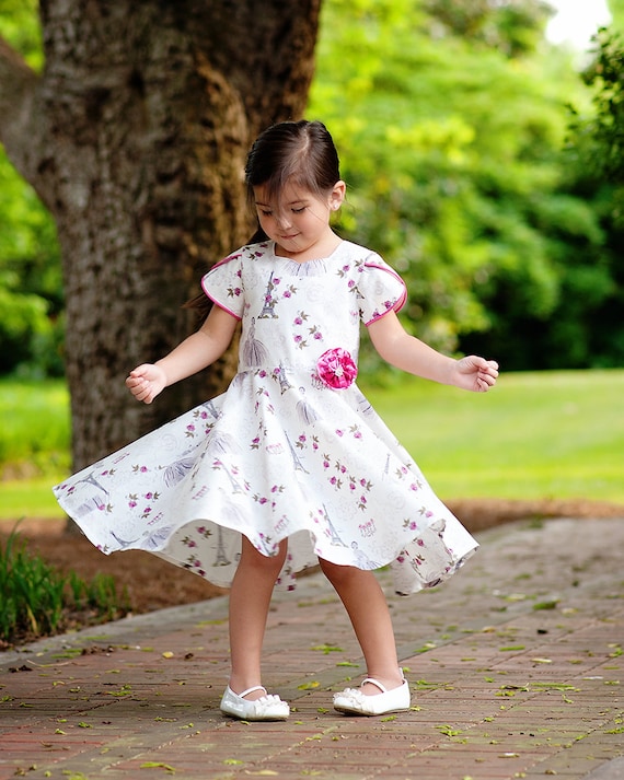 Tulip Sleeve Dress Pattern for Girls PDF Download sizes 2