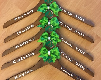 Personalized Girl Scout Vest Hanger, Daisy, Brownie, Junior, tunic hanger,