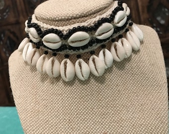 Cowrie shell statement choker necklace kuchi boho gypsy festival
