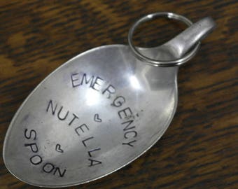 hand stamped cutlery keyring emergancy nutella spoon