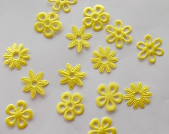Satin yellow - 15 PIECES - APPLIQUE fabric for more scrapbooking flowers. 1010