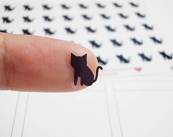 CLEAR Black Cat Planner Stickers, Pet, Animal, Erin Condren Planner Stickers, Happy Planner Stickers, Clear Planner Stickers (st313#)