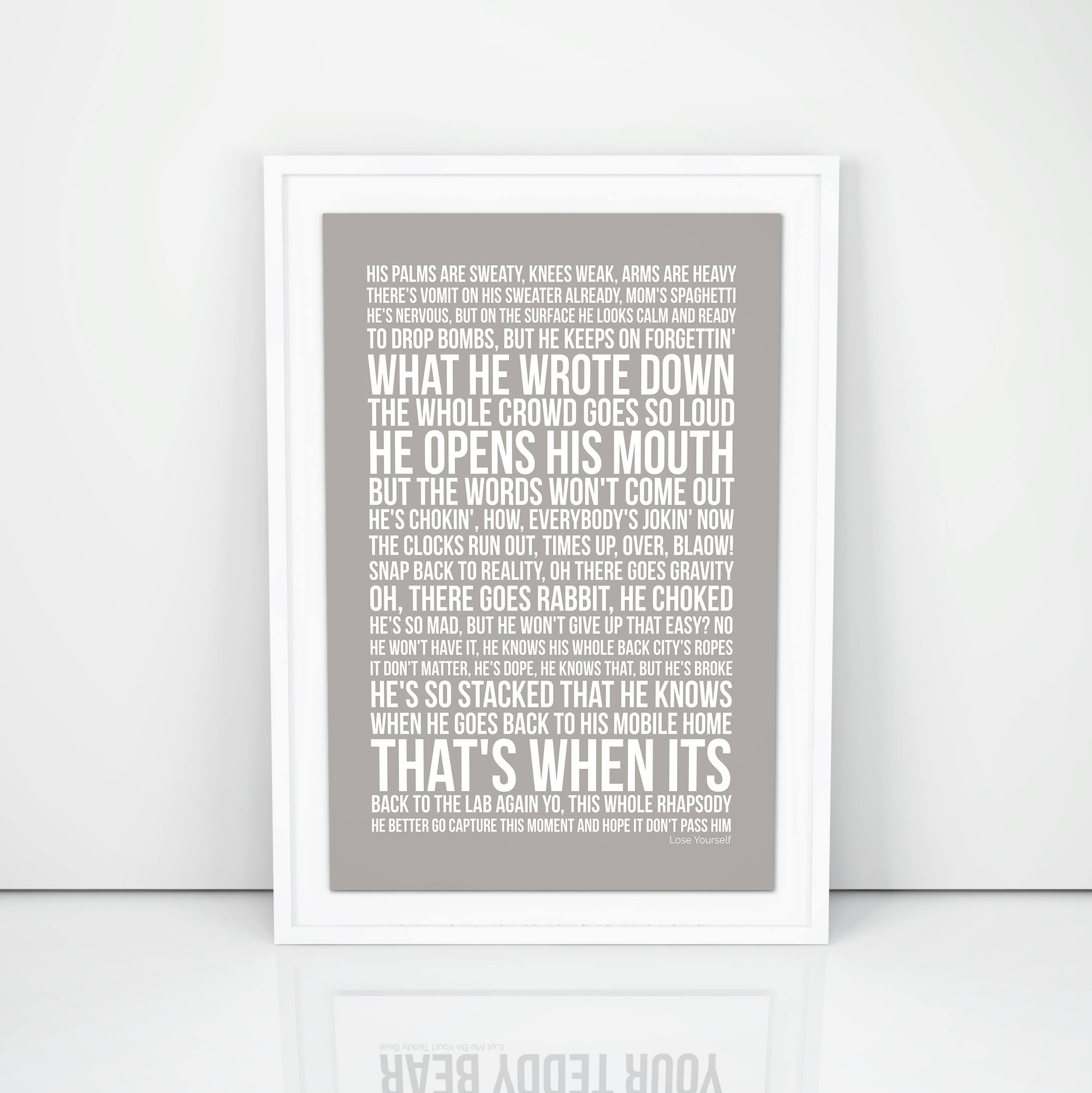 Eminem Poster Lose Yourself Lyrics song Print A4 A3 Size Wall