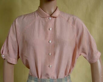 Pretty Pink Vintage Silk Blouse