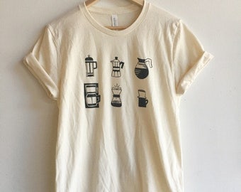 Coffee T-Shirt, Food Shirt, Coffee Screen Printed T Shirt, Clothing Gift, Foodie Gift, Coffee Gift, Soft style tee