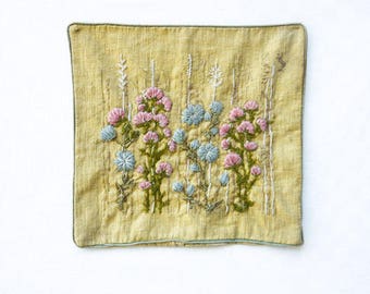 beautiful floral embroidered antique pillowcase