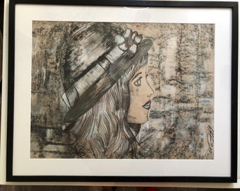 Young Lady Charcoal Chalk mixture