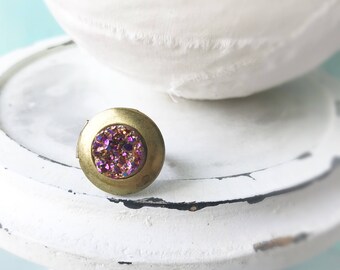 Druzy locket poison ring