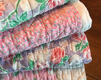 Reversible Floral and Patchwork Quilt Layer