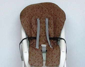 Graco double tray high chair cover replacement, infant and baby highchair cushion feeding chair pad, kids chair protector, brown on brown