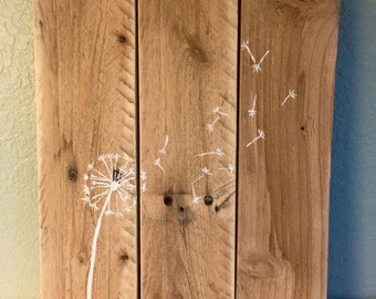 Rustic Pallet Sign, Dandelion Blowing in the Wind