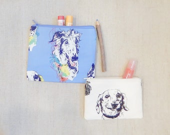 Dog Pouch/ Coin Purse/ Make Up Bag/ Pencil Case/ Gift for Dog Lovers/ Mothers Day Gift/ Gift for Her/ Birthday Gift/ Teacher Gift/ Mom Gift