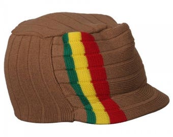 Rasta Hat Khaki/ Red, Gold, Green stripe #39
