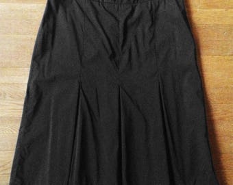 1990s Black Parachute Nylon Box Pleated Skirt Minimalist