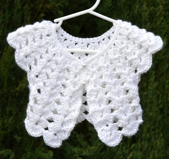 Crochet Shrug Sweater Flower Girl Baptism Baby Costume