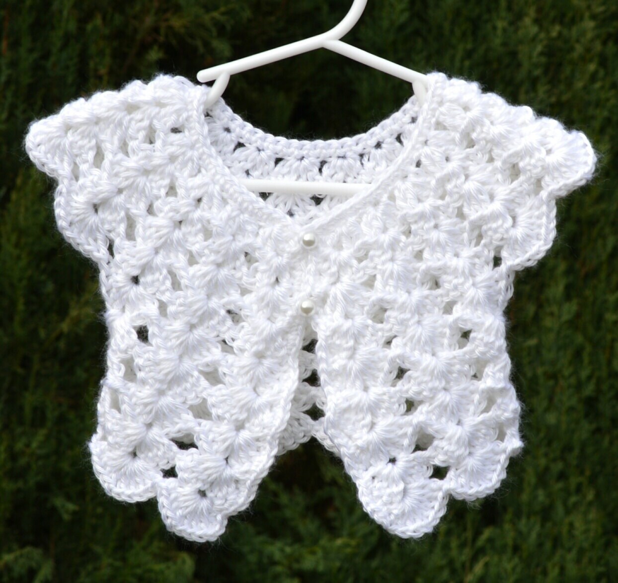 Crochet Shrug Sweater Flower Girl Baptism Baby Costume