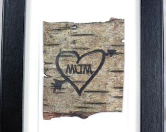 Birch bark personalised message,customised gift for mother, ANY MESSAGE burnt onto natural birch bark, mums birthday