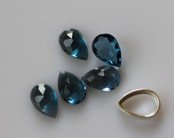 9mm x 6mm Teardrop Rose Cut London Blue Topaz - 1 Cab