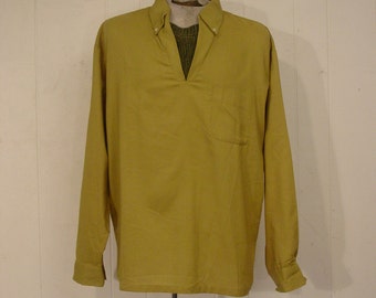 Vintage shirt, 1960s shirt, mens vintage shirt, Gabardine shirt, Rockabilly shirt, Sears, XL, NOS