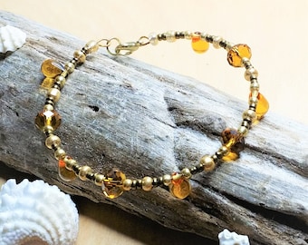 Honey Drops Glass Beaded Bracelet