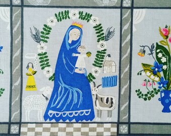 Jobs textile. Swedish tapestry design Gocken Jobs. Scandinavian 50s. Nordic vintage native design. Very rare.