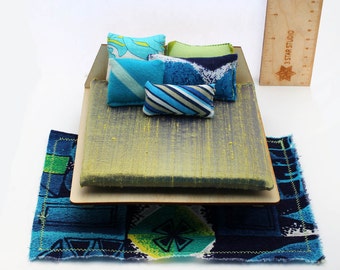 Textile Set for 1:12 scale dollhouse - Blue Hawaii Collection
