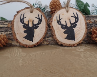 Christmas Tree Wood Slice Ornaments Set of 2, Wood Slices, Christmas Decor, Tree Ornaments, Log Slices, Christmas Ornaments, Tree Decor