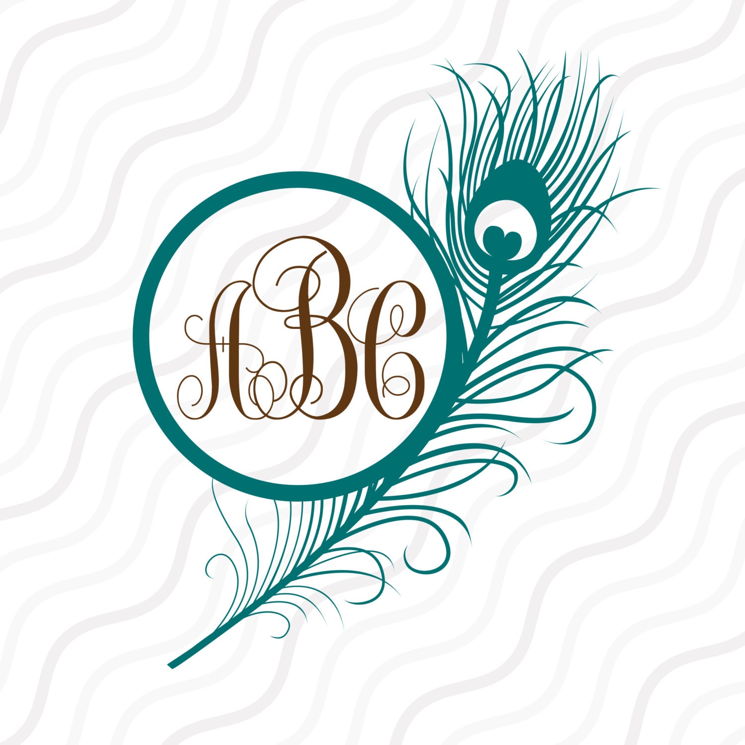 Peacock Feather SVG Feather Peacock Feather Monogram SVG Cut