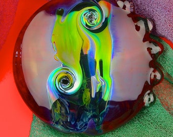 Handmade Lampwork Beads "Moody Velvet" SRA Glass Focal Bead ~ OOAK Textural Organic Silver Glass Lustre Lentil ~ Colourful Contrasts