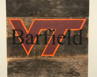 Virginia Tech Personalized Sign // VT // Hokies // Virginia // College // Graduation // Gifts for Her // Gifts for Him / Wedding / Custom