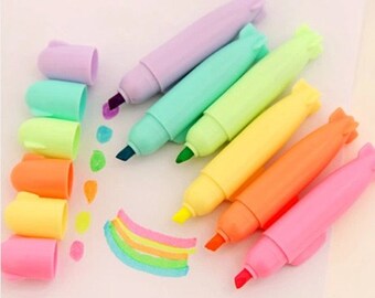 Set of 6 Assorted candy color Highlighter pens, Set of 6 color pens, color pen